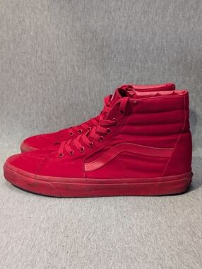 Vans Sk8-Hi Canvas Shoes Men's 13 Red High Top  Skate Sneakers